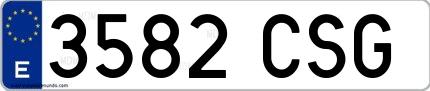 Ejemplo de matrícula española 3582 CSG