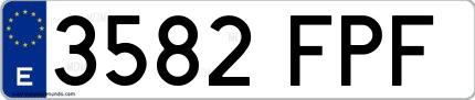 Ejemplo de matrícula española 3582 FPF