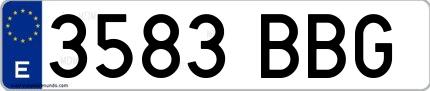 Ejemplo de matrícula española 3583 BBG
