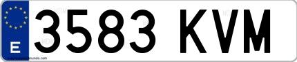 Ejemplo de matrícula española 3583 KVM