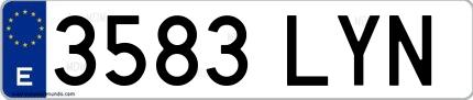 Ejemplo de matrícula española 3583 LYN