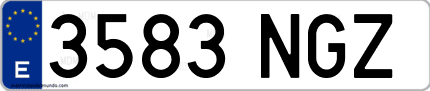 Ejemplo de matrícula de coche ordinaria 3583 NGZ