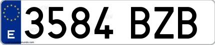 Ejemplo de matrícula española 3584 BZB