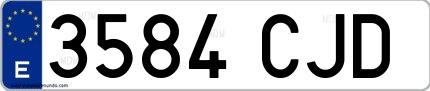 Ejemplo de matrícula española 3584 CJD