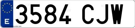 Ejemplo de matrícula española 3584 CJW
