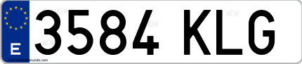 Ejemplo de matrícula de coche ordinaria 3584 KLG