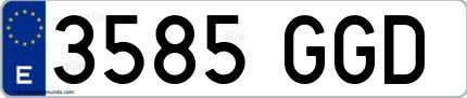 Ejemplo de matrícula española 3585 GGD