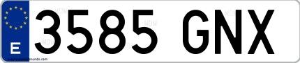 Ejemplo de matrícula española 3585 GNX