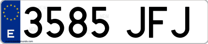 Ejemplo de matrícula de coche ordinaria 3585 JFJ
