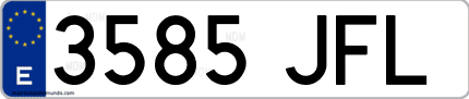 Ejemplo de matrícula de coche ordinaria 3585 JFL