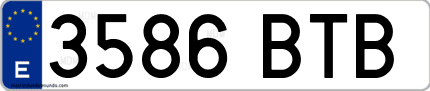 Ejemplo de matrícula de coche ordinaria 3586 BTB