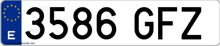Ejemplo de matrícula de coche ordinaria 3586 GFZ