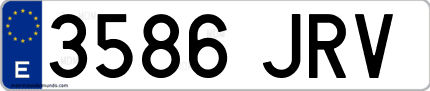 Ejemplo de matrícula de coche ordinaria 3586 JRV