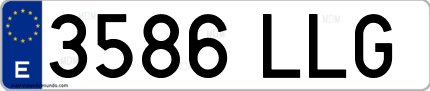 Ejemplo de matrícula de coche ordinaria 3586 LLG