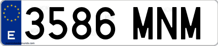 Ejemplo de matrícula de coche ordinaria 3586 MNM