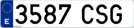 Ejemplo de matrícula de coche ordinaria 3587 CSG