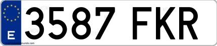 Ejemplo de matrícula española 3587 FKR