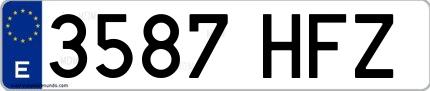 Ejemplo de matrícula española 3587 HFZ
