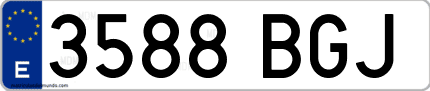 Ejemplo de matrícula de coche ordinaria 3588 BGJ