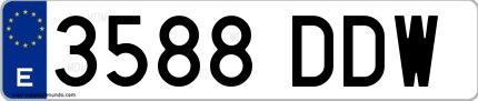 Ejemplo de matrícula española 3588 DDW
