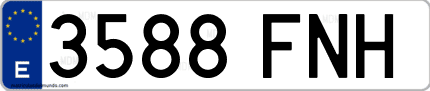 Ejemplo de matrícula de coche ordinaria 3588 FNH
