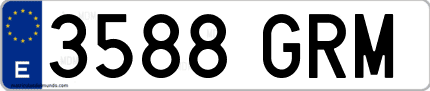 Ejemplo de matrícula de coche ordinaria 3588 GRM