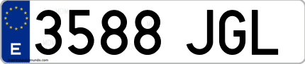Ejemplo de matrícula de coche ordinaria 3588 JGL
