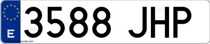 Ejemplo de matrícula española 3588 JHP