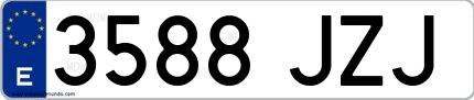 Ejemplo de matrícula española 3588 JZJ