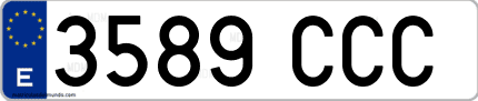 Ejemplo de matrícula de coche ordinaria 3589 CCC