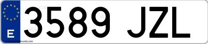 Ejemplo de matrícula española 3589 JZL