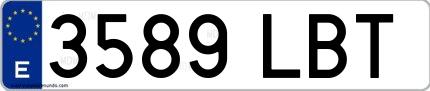 Ejemplo de matrícula española 3589 LBT
