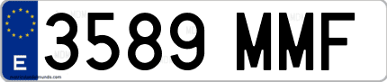 Ejemplo de matrícula de coche ordinaria 3589 MMF