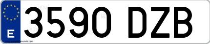 Ejemplo de matrícula española 3590 DZB