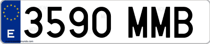 Ejemplo de matrícula de coche ordinaria 3590 MMB