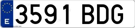 Ejemplo de matrícula española 3591 BDG