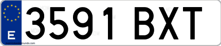 Ejemplo de matrícula de coche ordinaria 3591 BXT
