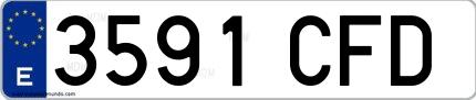 Ejemplo de matrícula española 3591 CFD