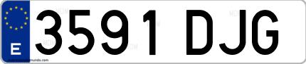 Ejemplo de matrícula de coche ordinaria 3591 DJG