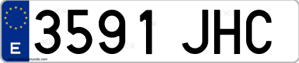 Ejemplo de matrícula de coche ordinaria 3591 JHC