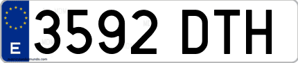 Ejemplo de matrícula de coche ordinaria 3592 DTH