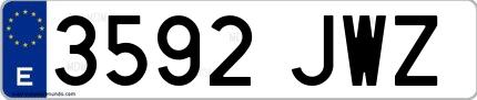 Ejemplo de matrícula española 3592 JWZ