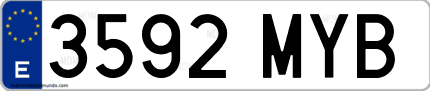Ejemplo de matrícula de coche ordinaria 3592 MYB