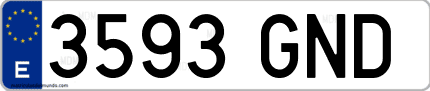 Ejemplo de matrícula de coche ordinaria 3593 GND