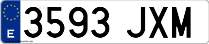 Ejemplo de matrícula de coche ordinaria 3593 JXM