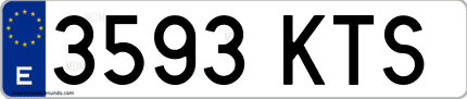 Ejemplo de matrícula de coche ordinaria 3593 KTS