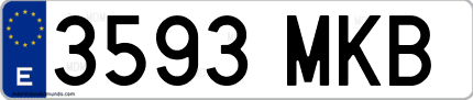 Ejemplo de matrícula de coche ordinaria 3593 MKB