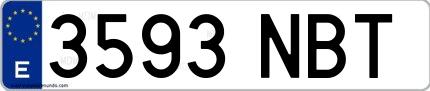 Ejemplo de matrícula española 3593 NBT
