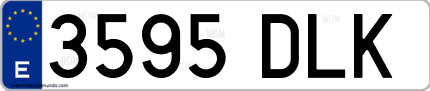 Ejemplo de matrícula de coche ordinaria 3595 DLK