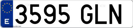 Ejemplo de matrícula española 3595 GLN